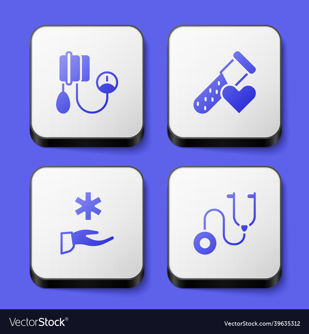 Set blood pressure test tube with blood cross Vector Image