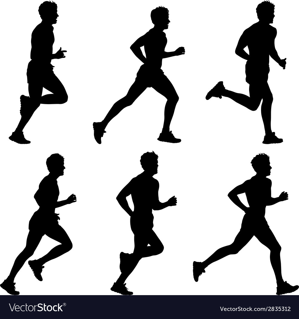 Silhouettes of Runners Sprinting