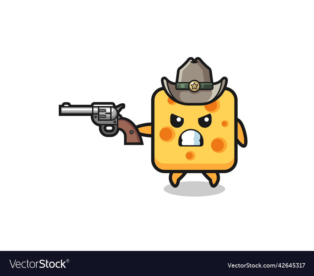 Cheese cowboy shooting with a gun