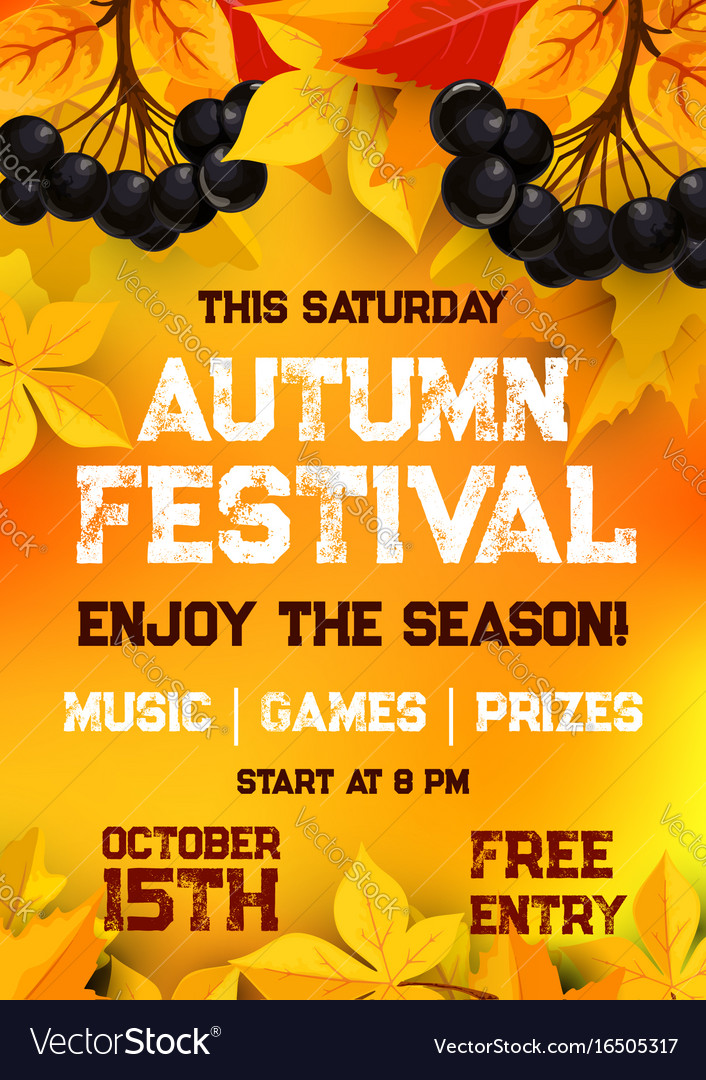 Fall festival of autumn harvest poster template