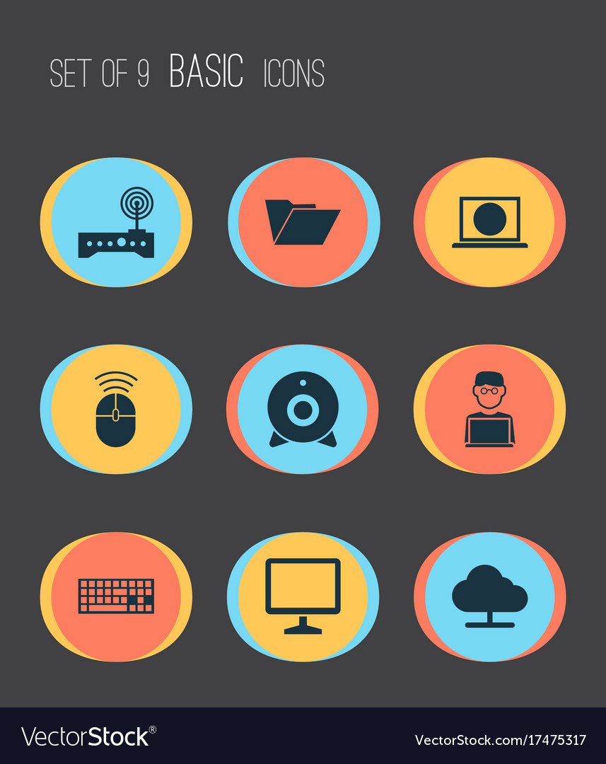 Gadget icons set collection of dossier web
