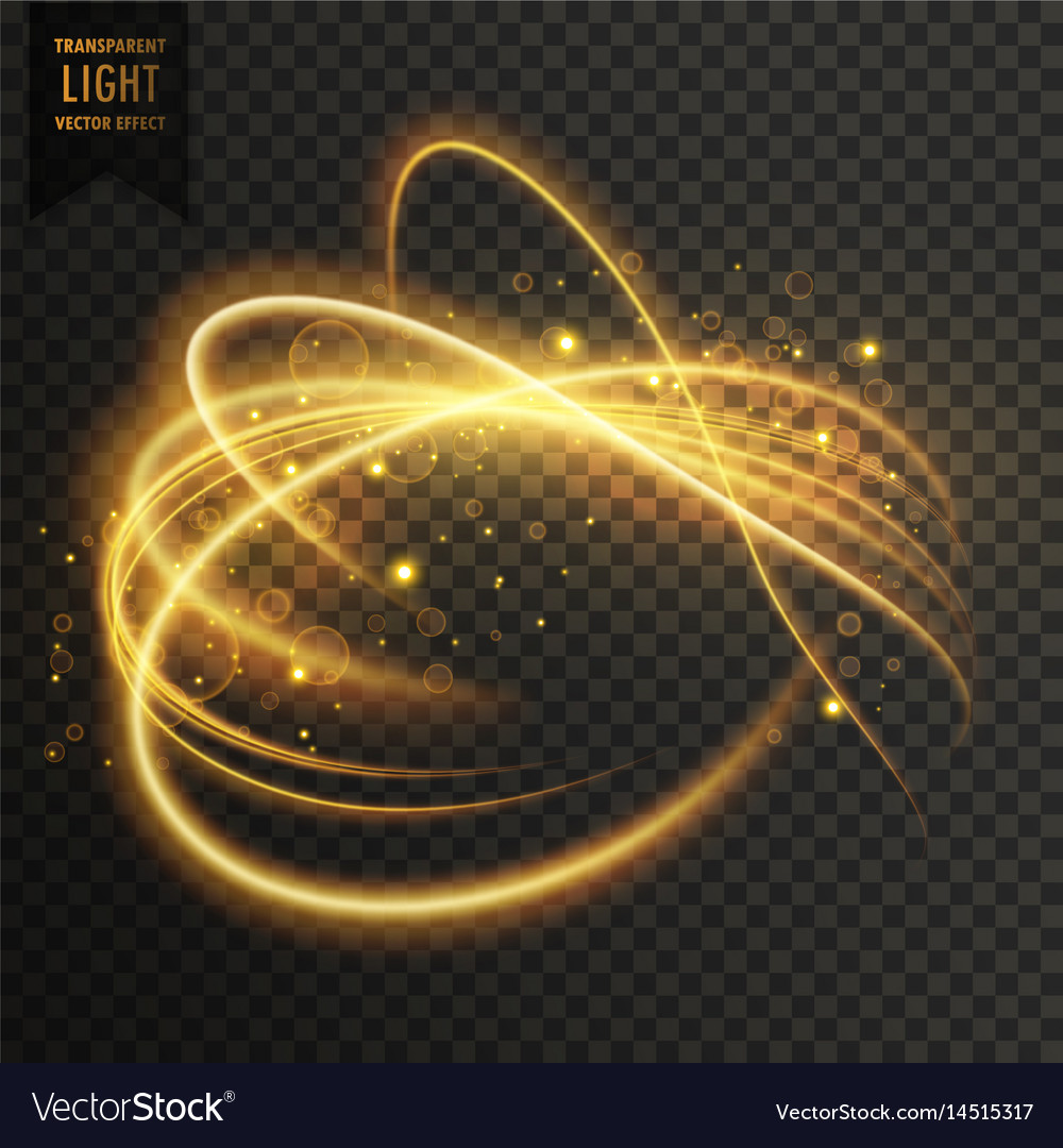 Golden transparent light effect with curve trails