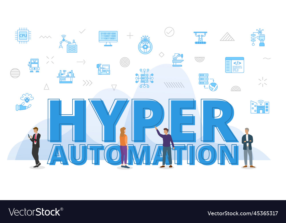 Hyper automation concept with big words Royalty Free Vector