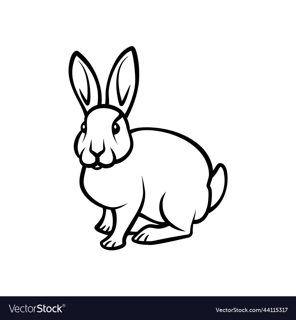 Linear sitting rabbit shape bunny line art Vector Image