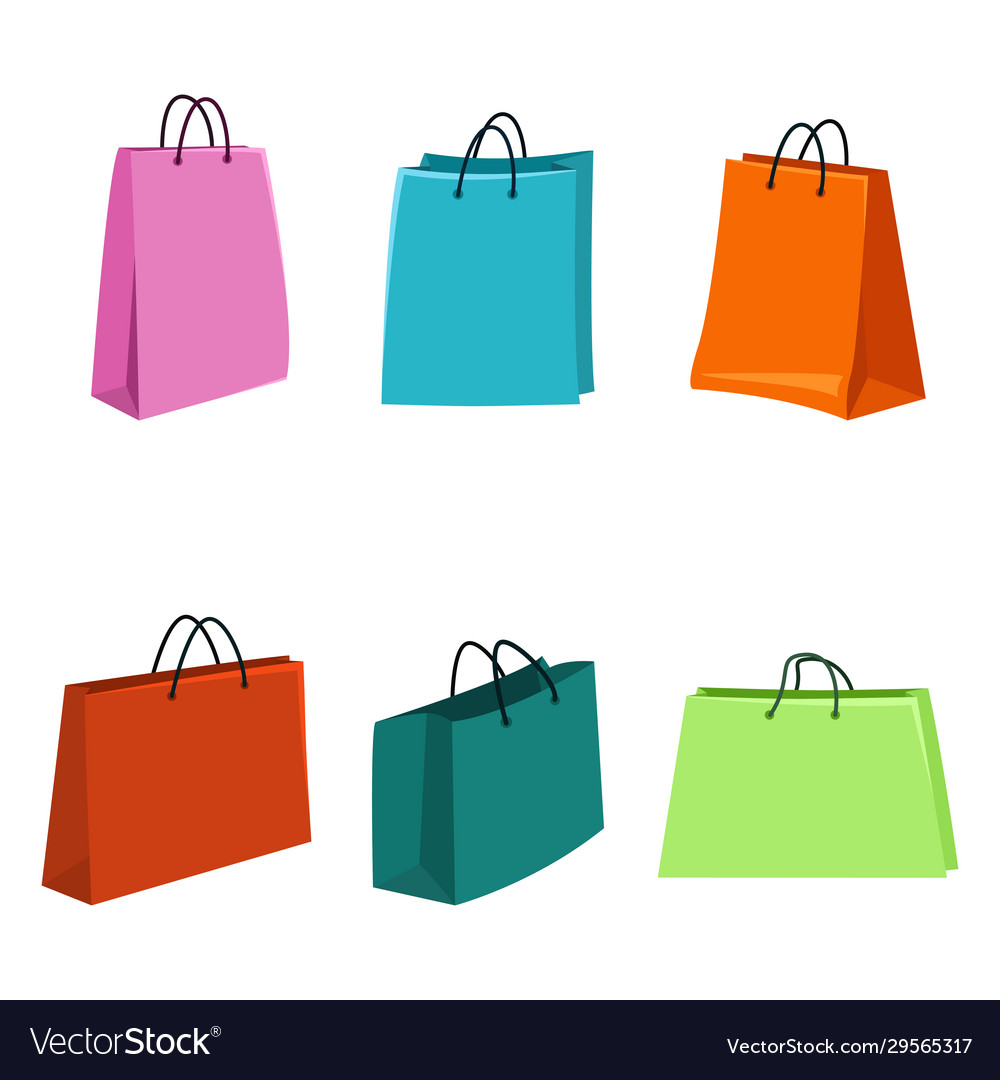 Set flat color shopping bags