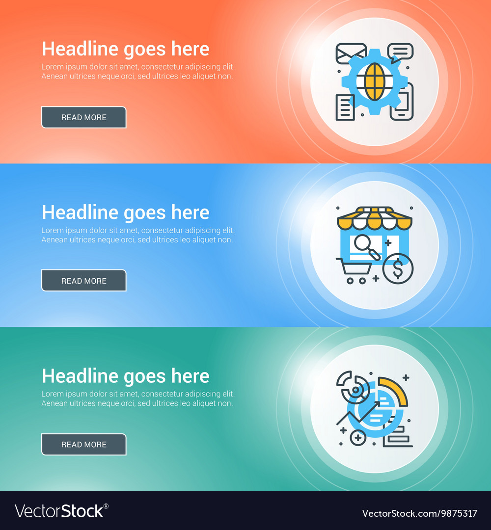 set of flat line business website banner templates website banner templates