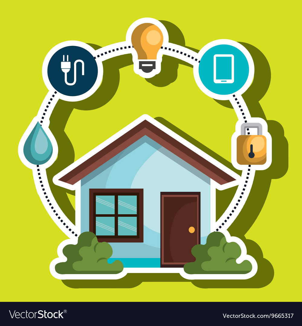 Smart home with menu settings isolated icon design