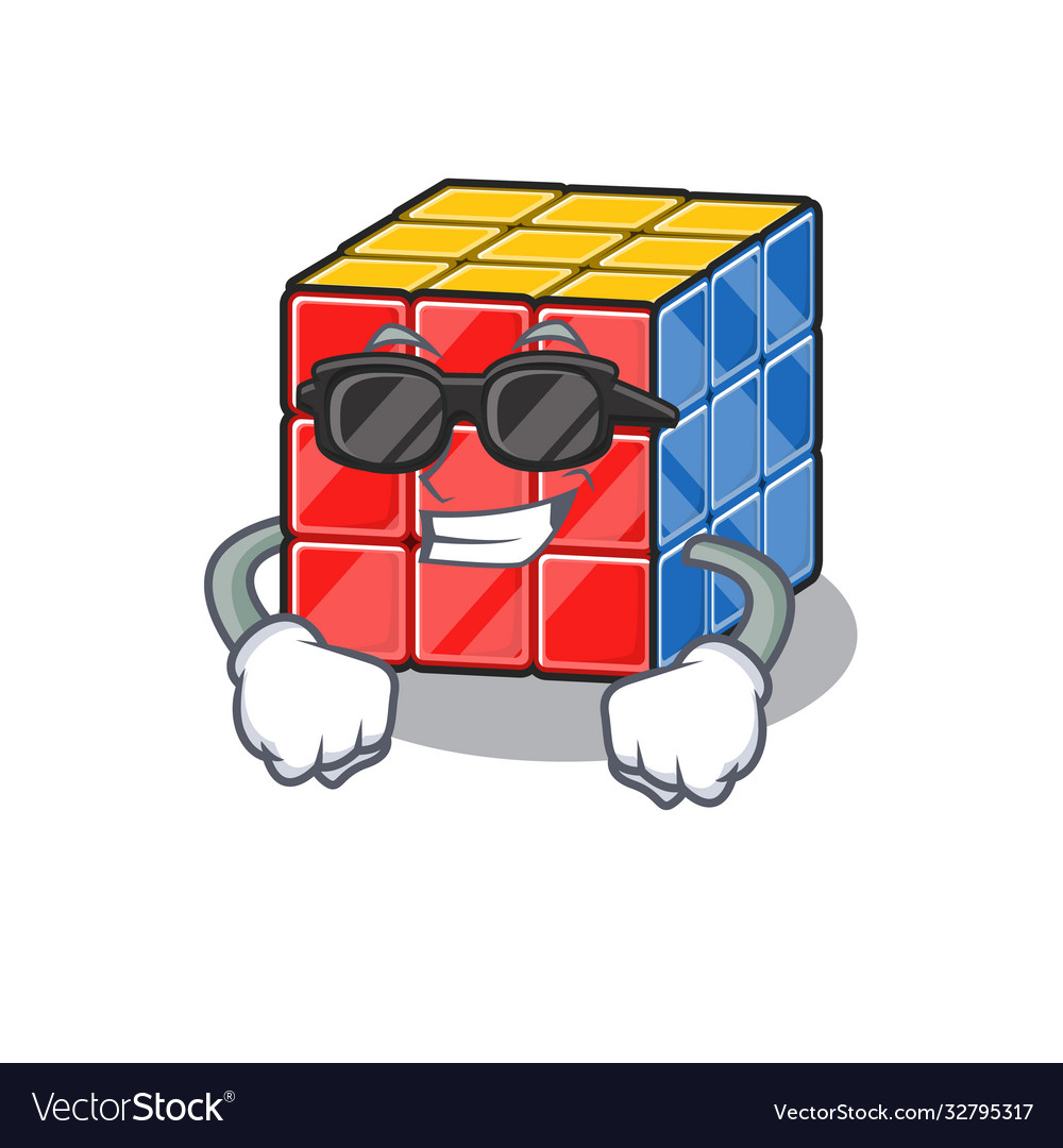 Super cool rubic cube character wearing black Vector Image