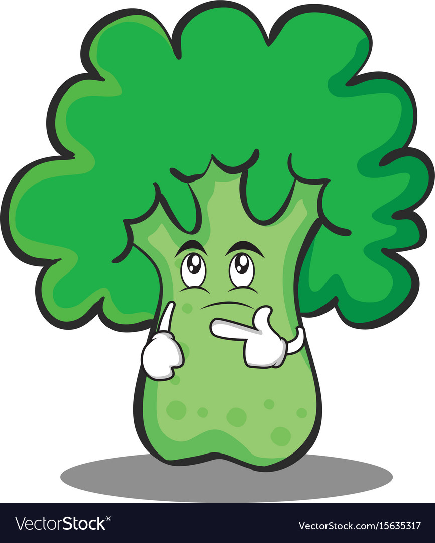 Thinking broccoli character cartoon style