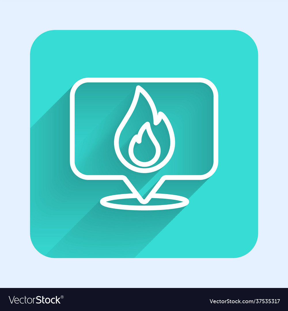 White line map pointer with fire flame icon vector image White line map pointer with fire flame icon