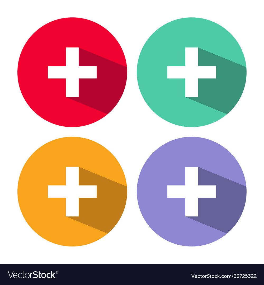 Add plus icon in flat style with long shadow vector image Add plus icon in flat style with long shadow