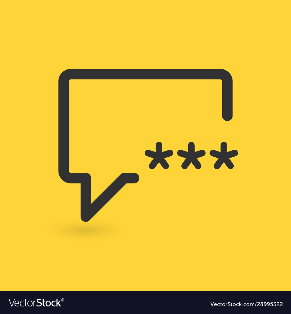 An isolated linear chat balloon with asterisk