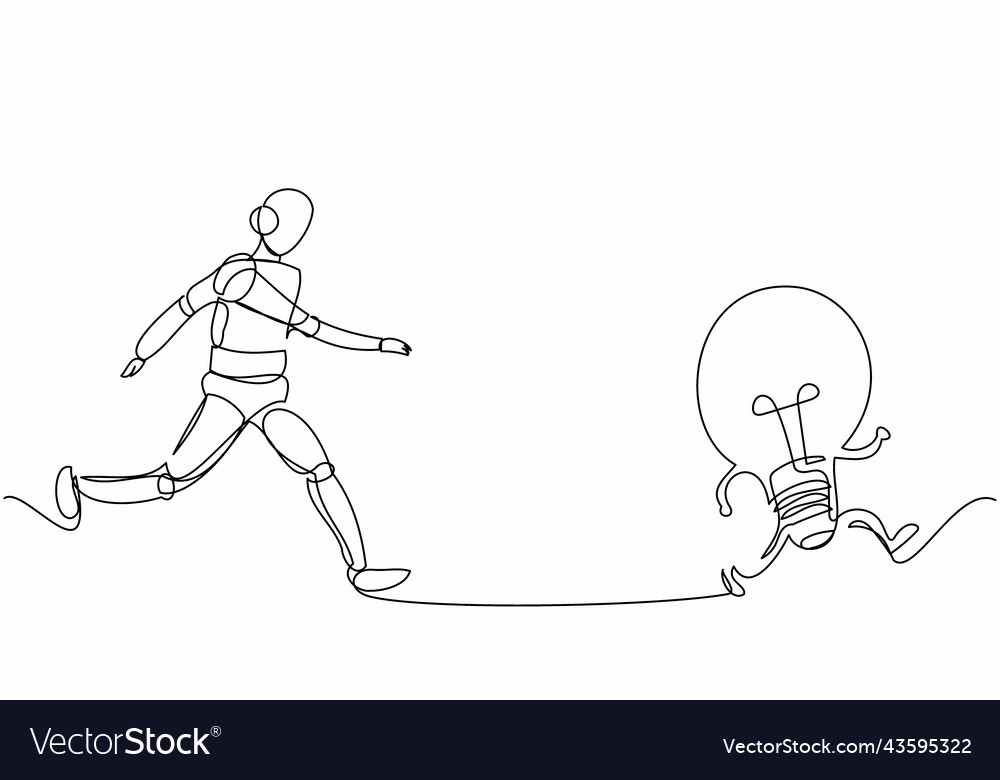 Continuous one line drawing robot chasing light