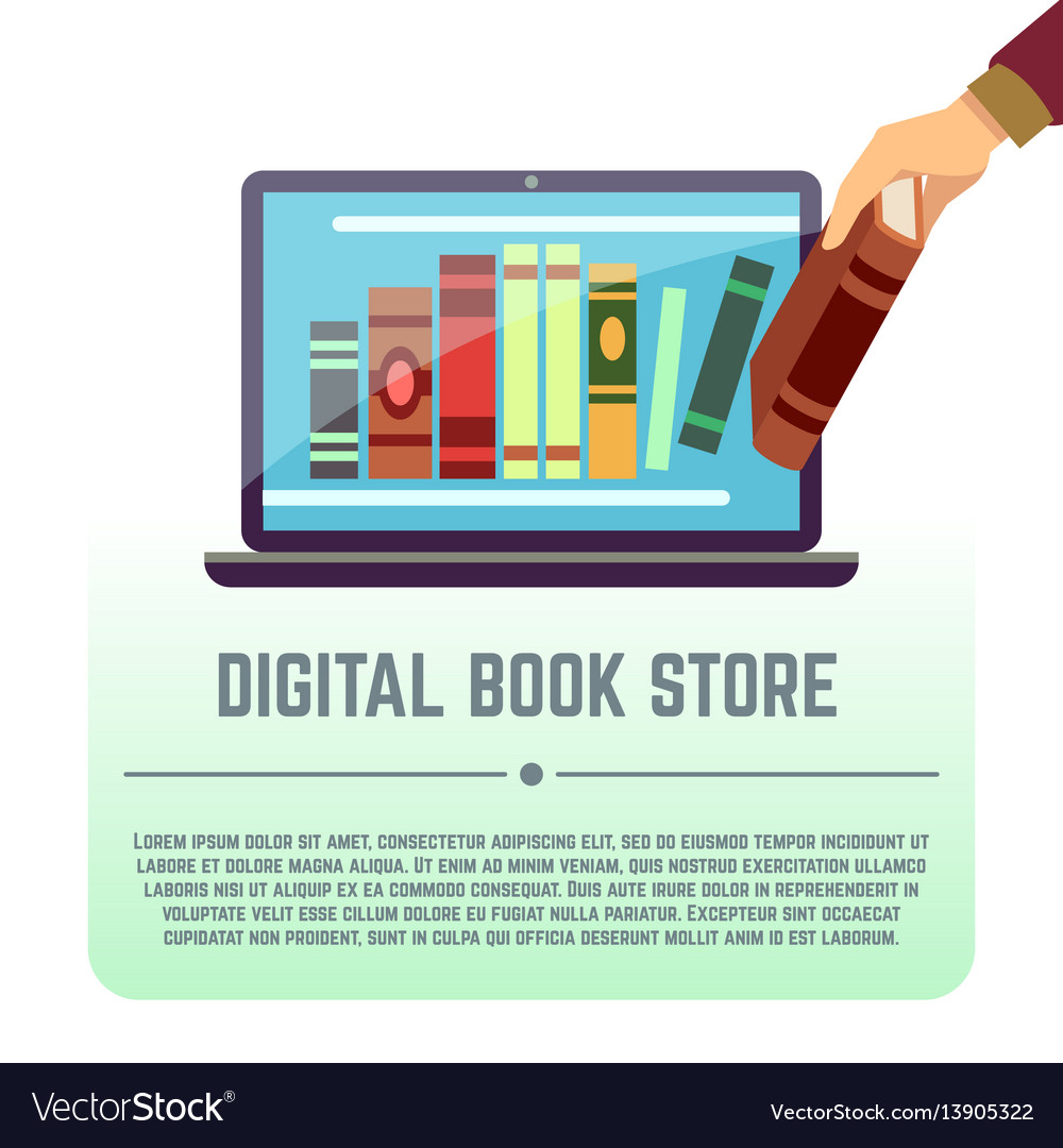 Download Electronic library online documents digital book Vector Image