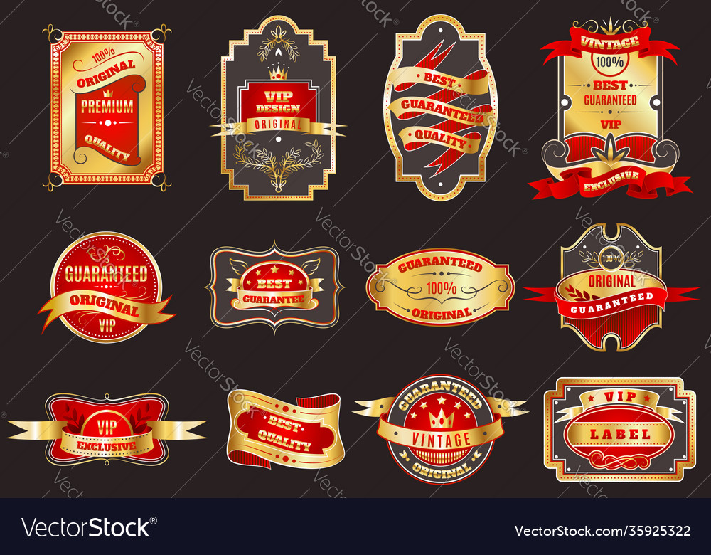 Golden retro labels emblems collection