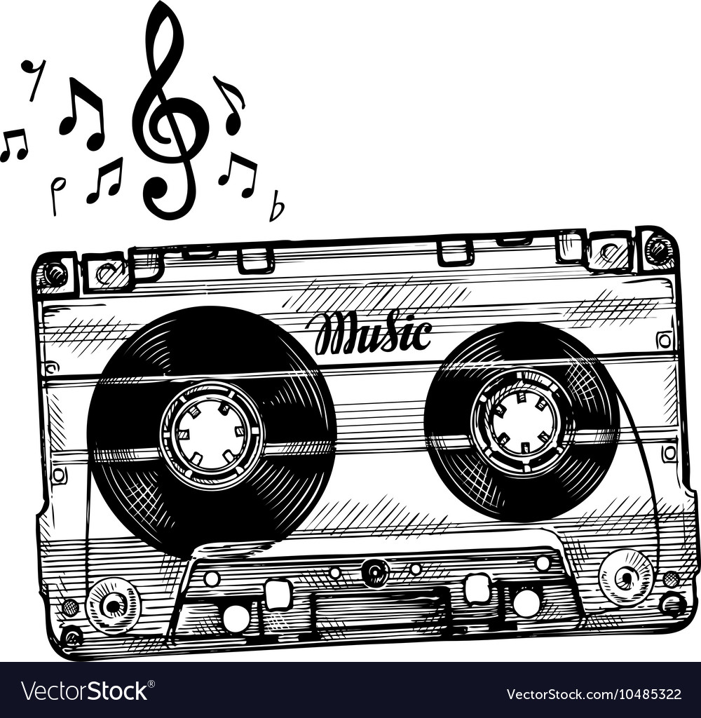 Hand Drawn Cassette Music Sketch Audio Tape Vector 10485322 