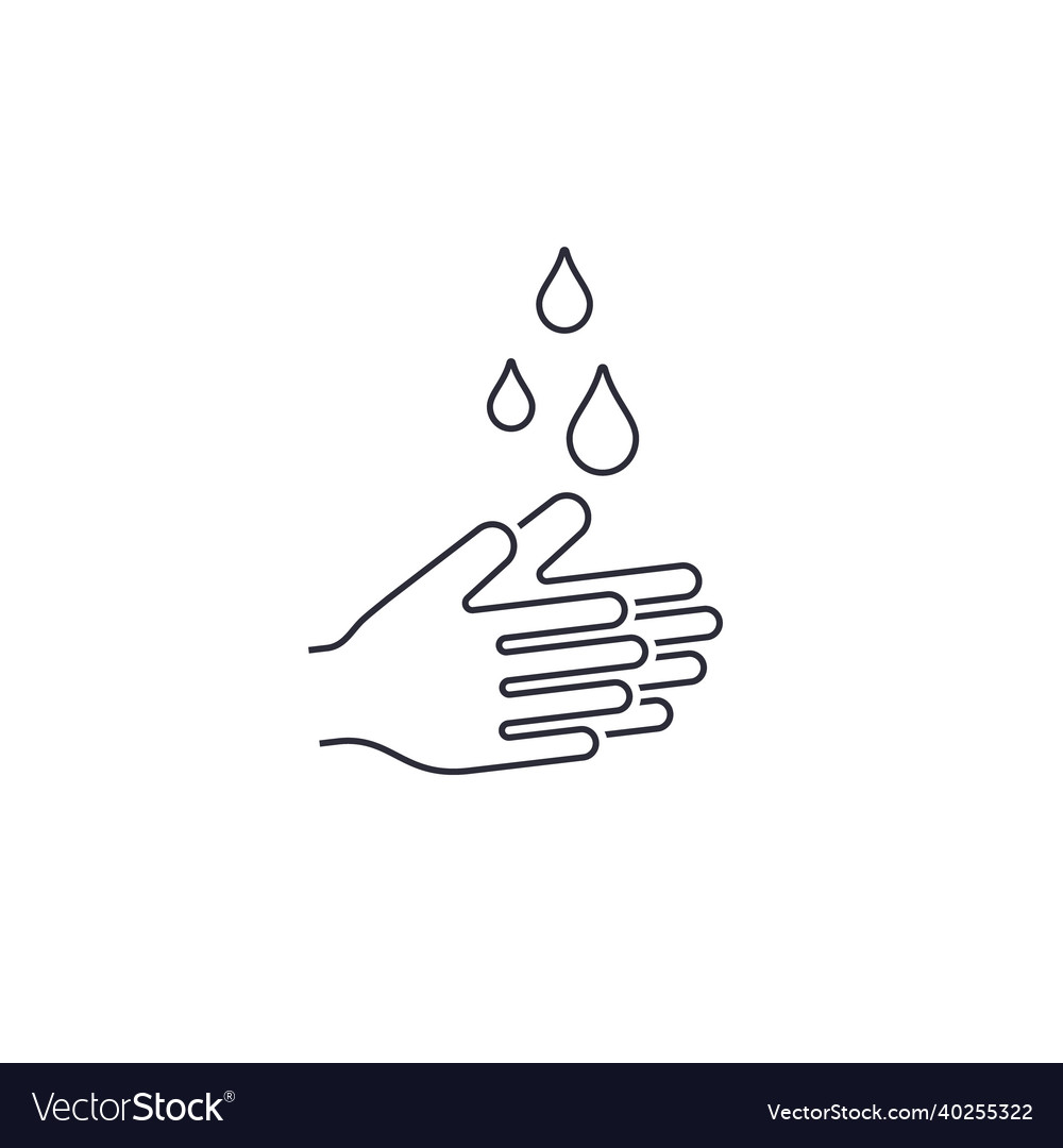 Hands with water drops line icon prevention