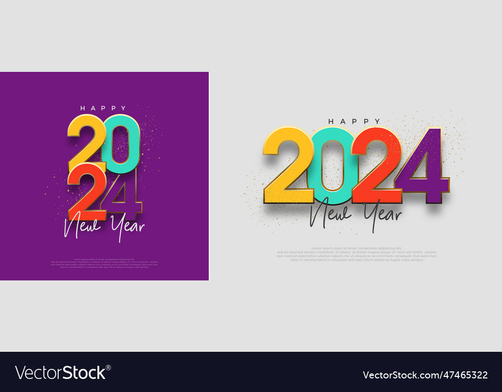 Happy new year 2024 with a unique number Vector Image