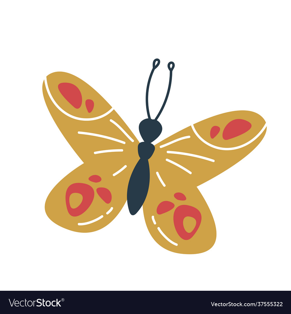 Isolated Beige Butterfly Boho Style Pastel Colors Vector Image