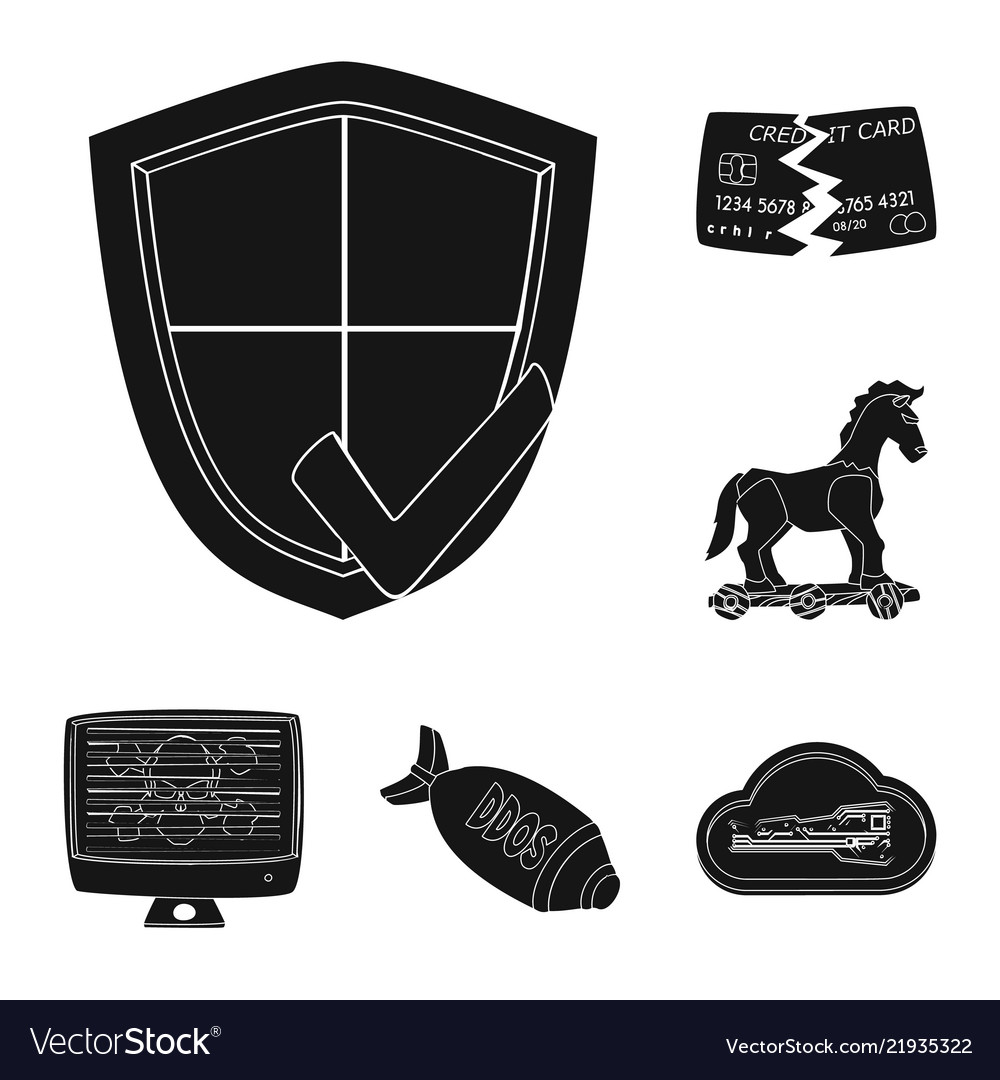 Isolated object of virus and secure symbol set vector image Isolated object of virus and secure symbol set