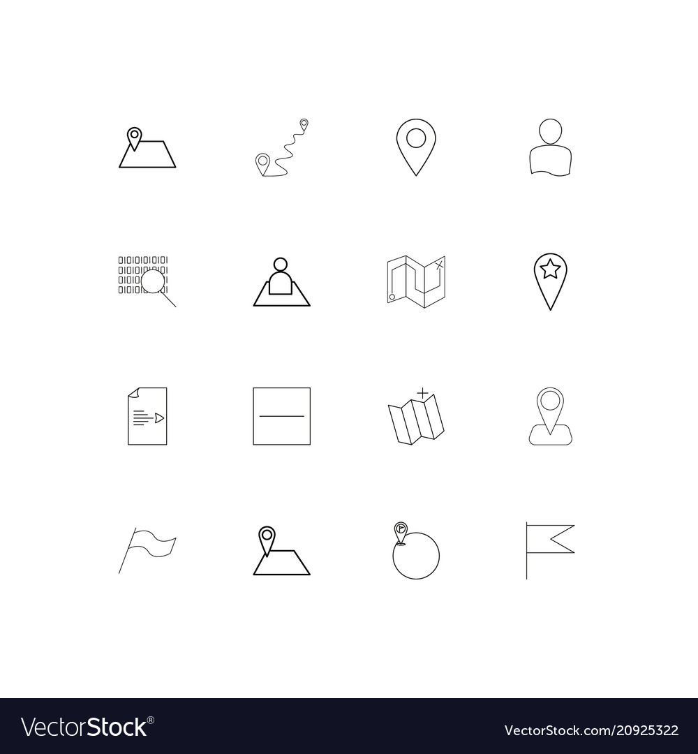 Maps and navigation linear thin icons set