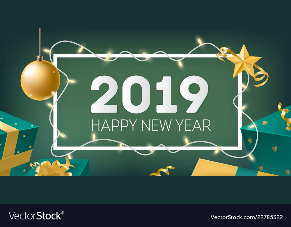 New year banner template with frame decorated