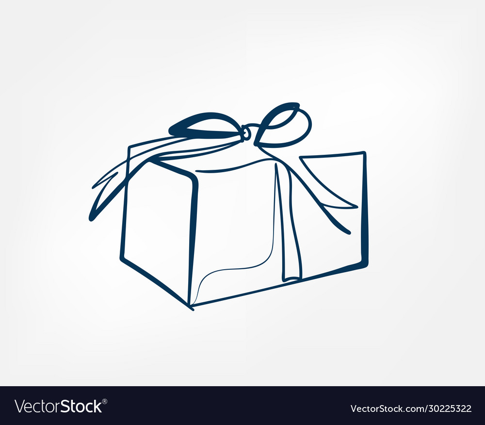 Present box one line isolated design element