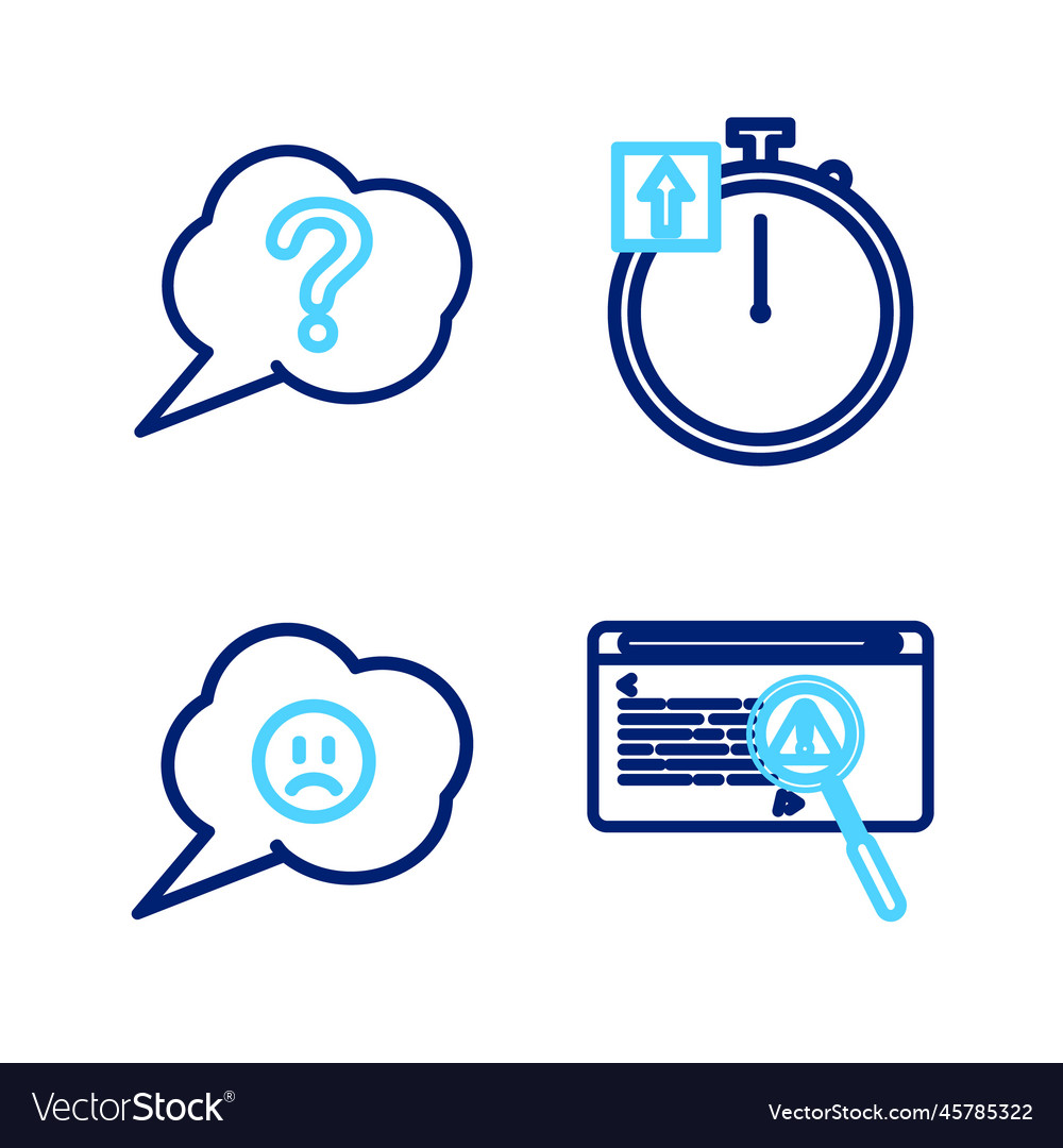 Set line system bug concept speech bubble vector image Set line system bug concept speech bubble
