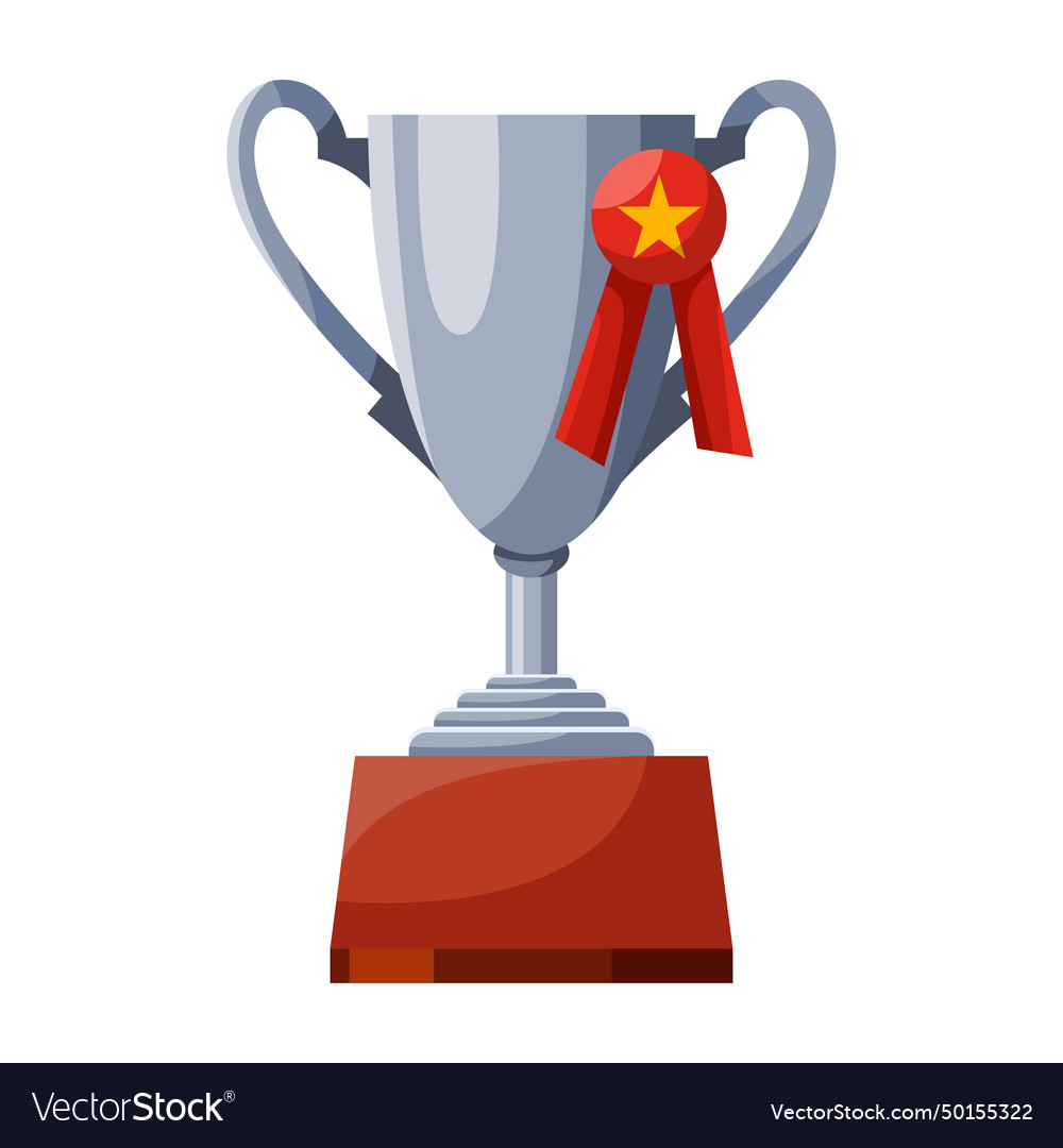 Silver cup with medal Royalty Free Vector Image