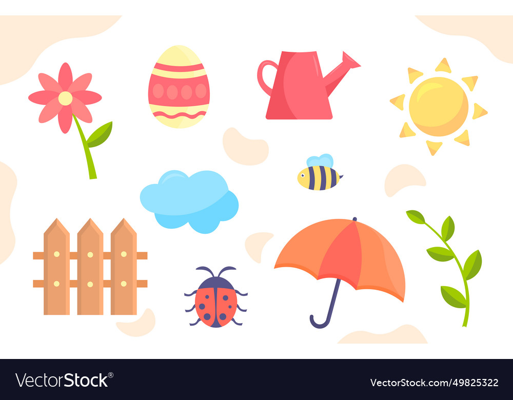 Spring elements set vector image Spring elements set