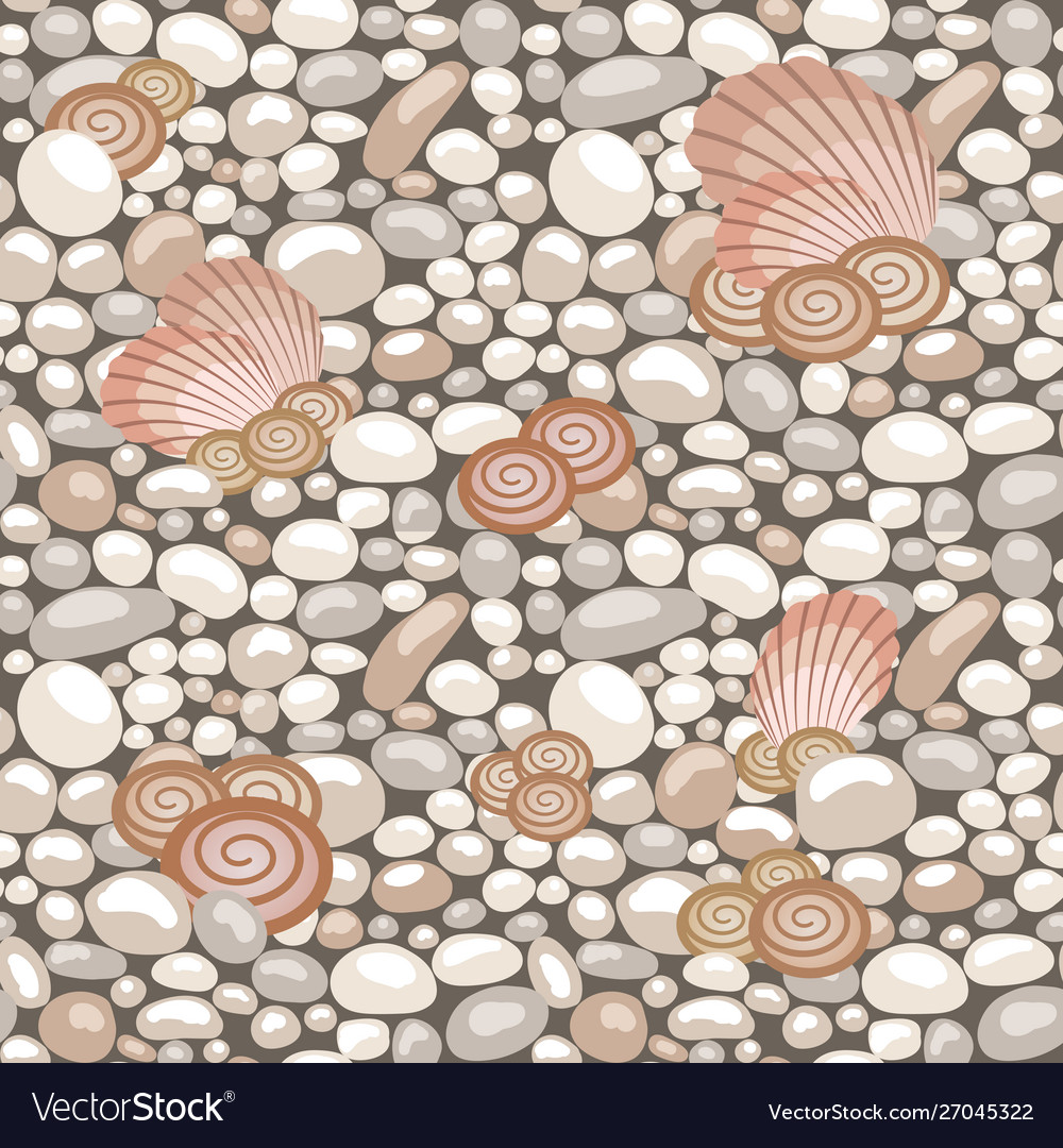 Stone texture with seashells seamless pattern