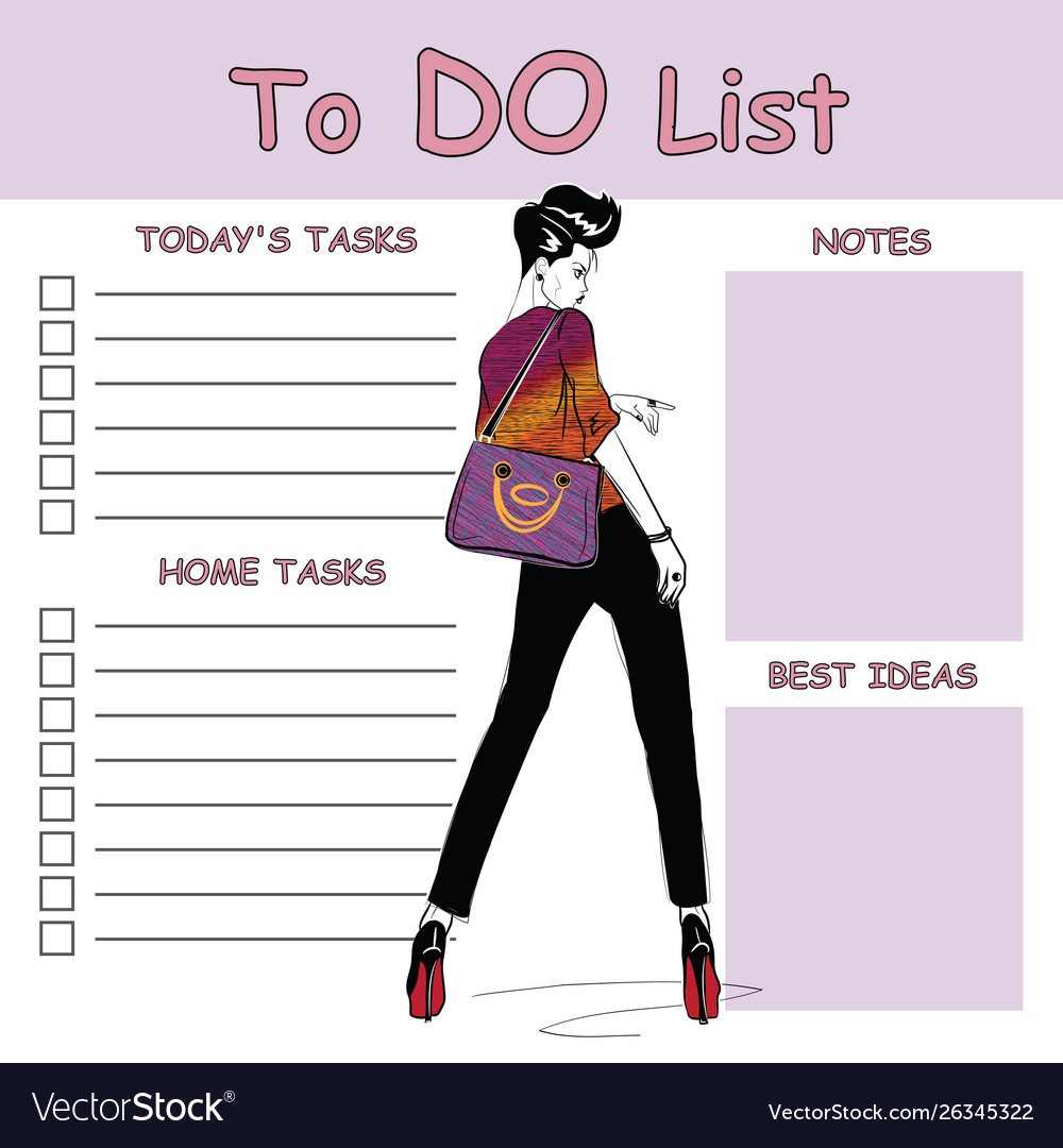 To do list with fashion woman