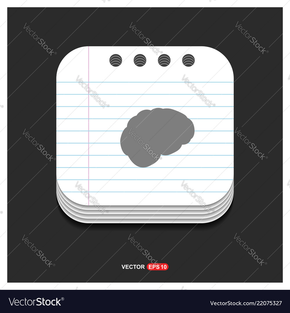 Brain icon gray on notepad style template