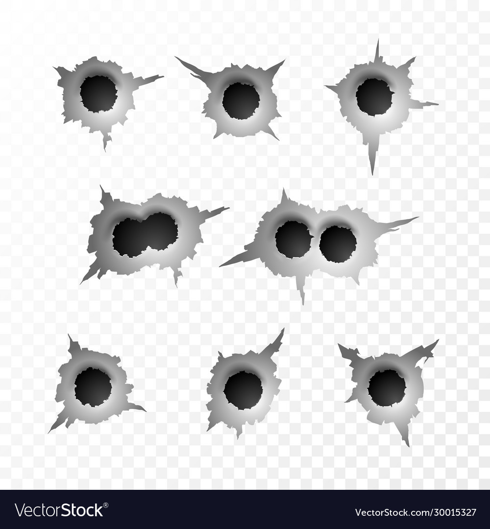 Bullet Hole Torn Surface From Bullet Ripped Metal Vector Image