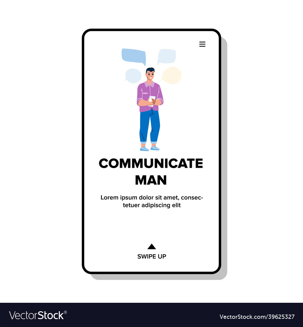 Communicate man contact friend on phone Royalty Free Vector