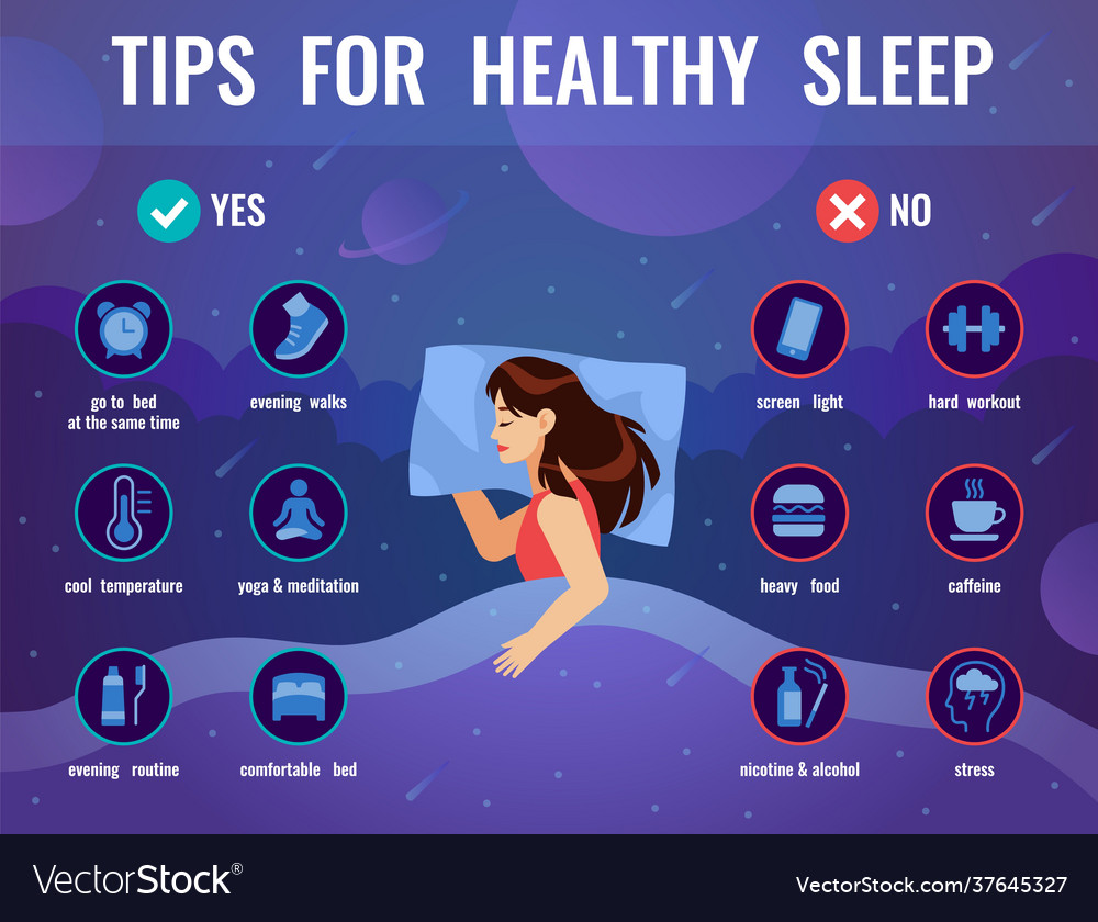 Healthy sleep women in bed with tips Royalty Free Vector