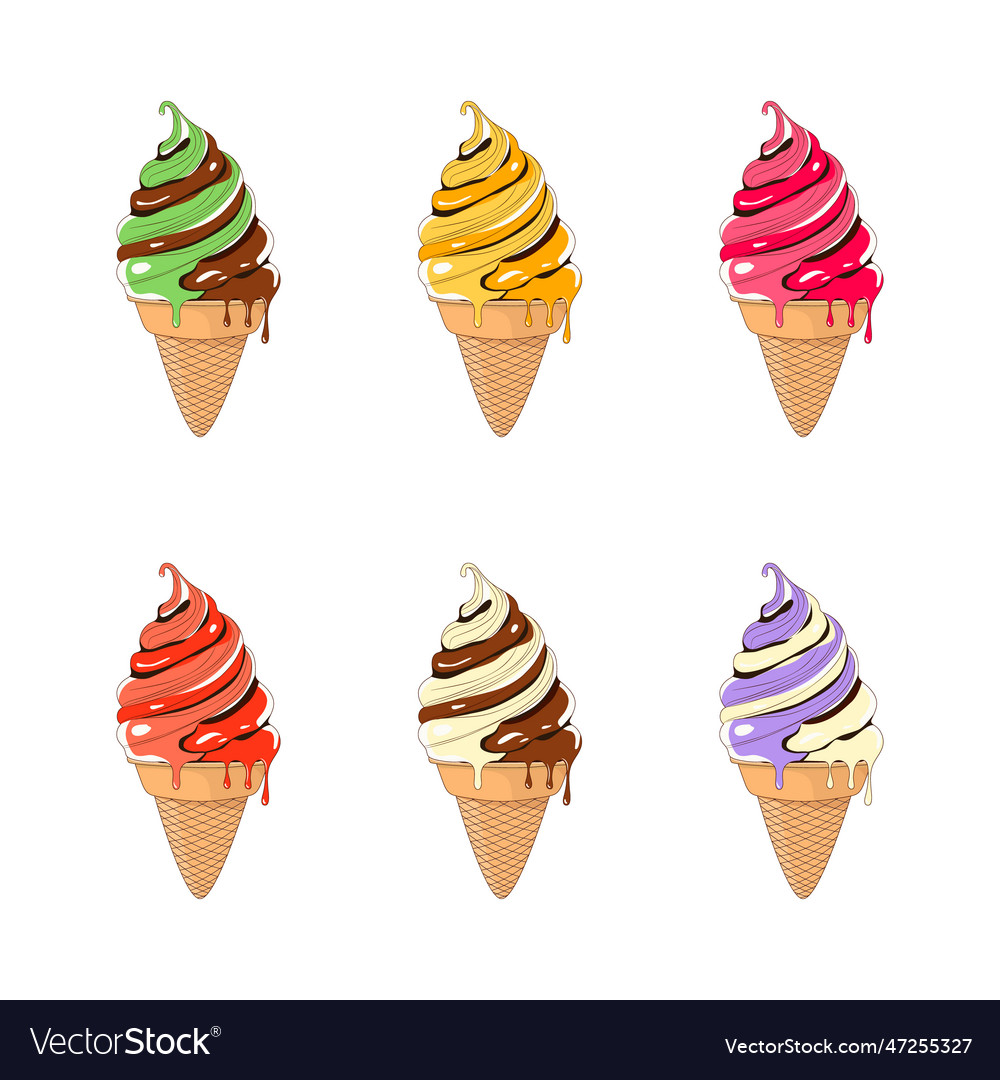 Ice Cream Color Set Royalty Free Vector Image - Vectorstock