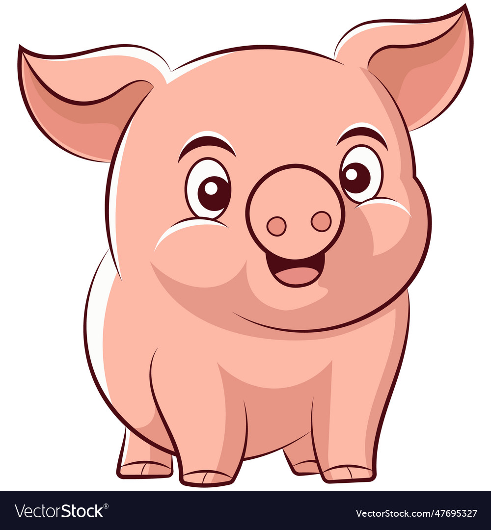 Pig flat cartoon farm logo design Royalty Free Vector Image