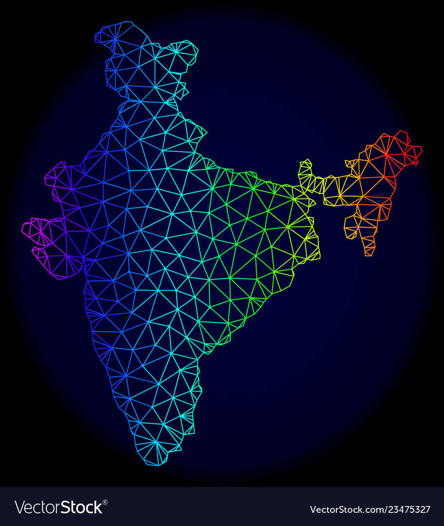 Polygonal network spectrum mesh map vector image Polygonal network spectrum mesh map