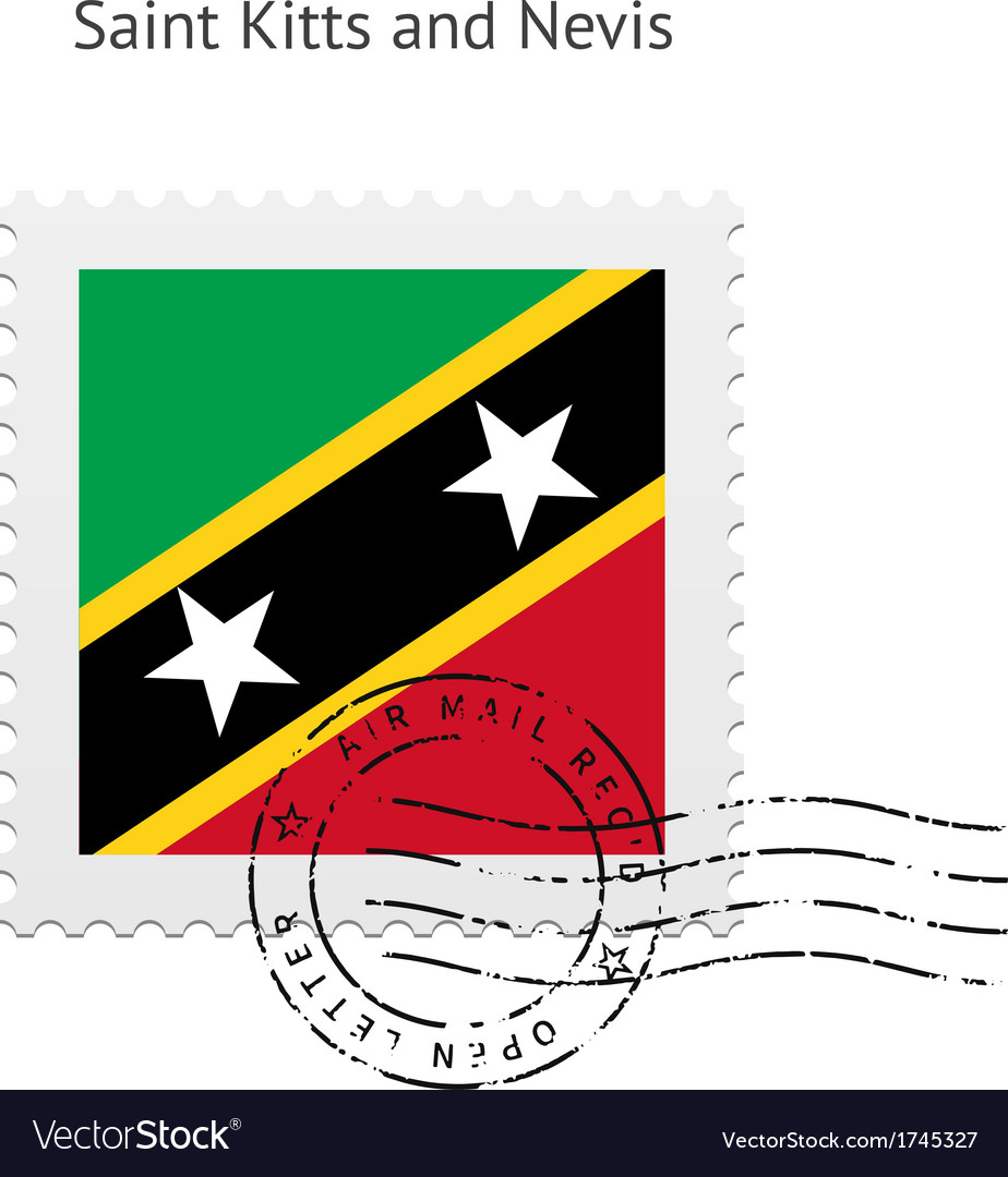 Saint kitts and nevis flag postage stamp