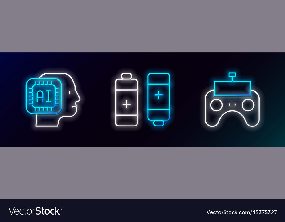 Set line remote control humanoid robot vector image Set line remote control humanoid robot