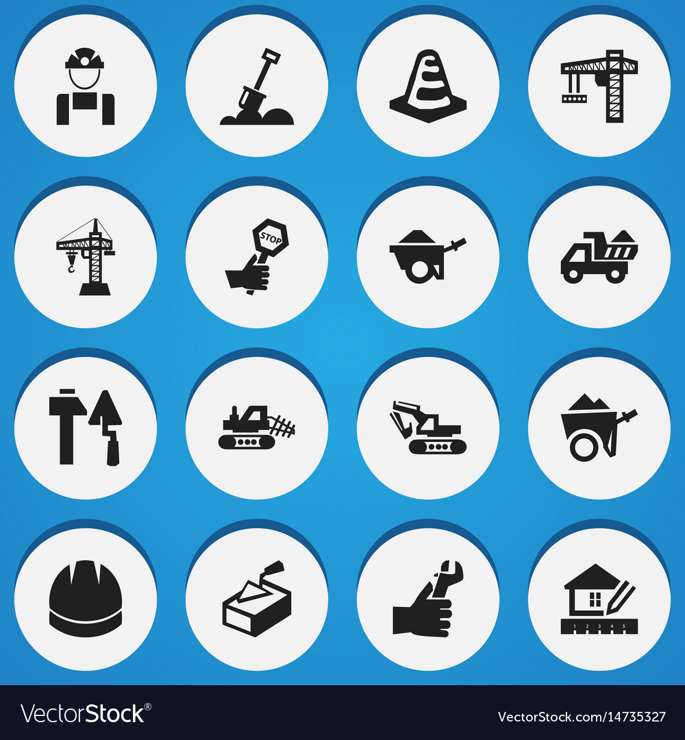 Set of 16 editable building icons includes
