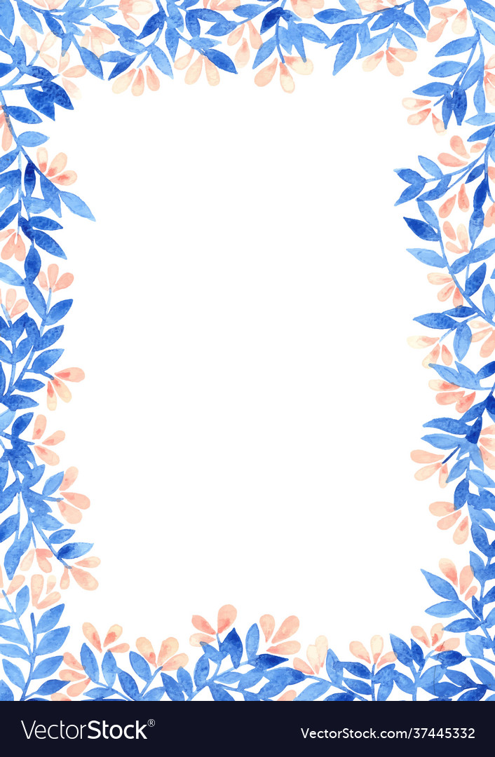 Abstract blue plant with pink flower border Vector Image