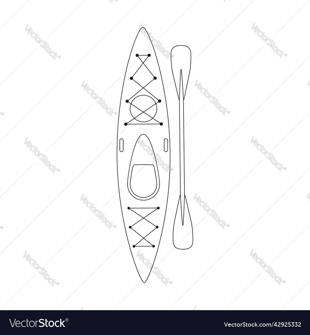 Doodle Plastic Kayak With A Paddle Rowing Boat Vector Image