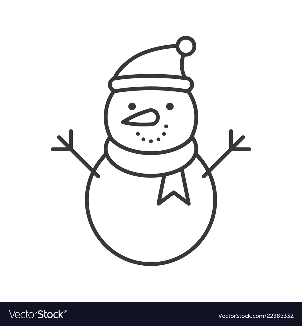 Editable Snowman Outline Icon - Winter Christmas