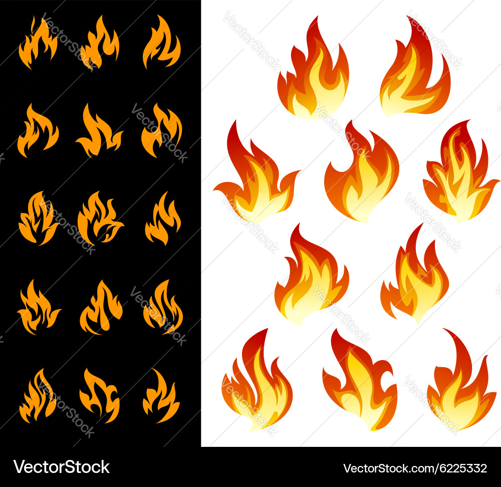 Fire icons set Royalty Free Vector Image - VectorStock