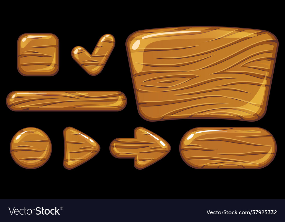 Gui wooden buttons game user inteface