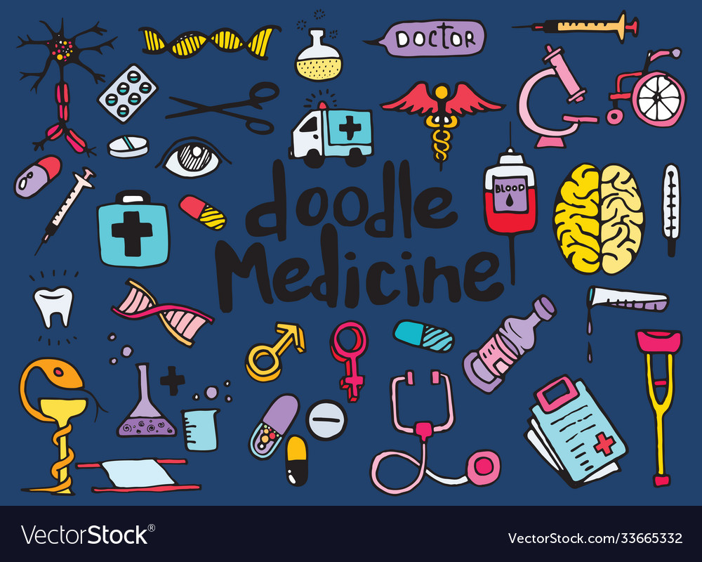 Health care and medicine doodle background