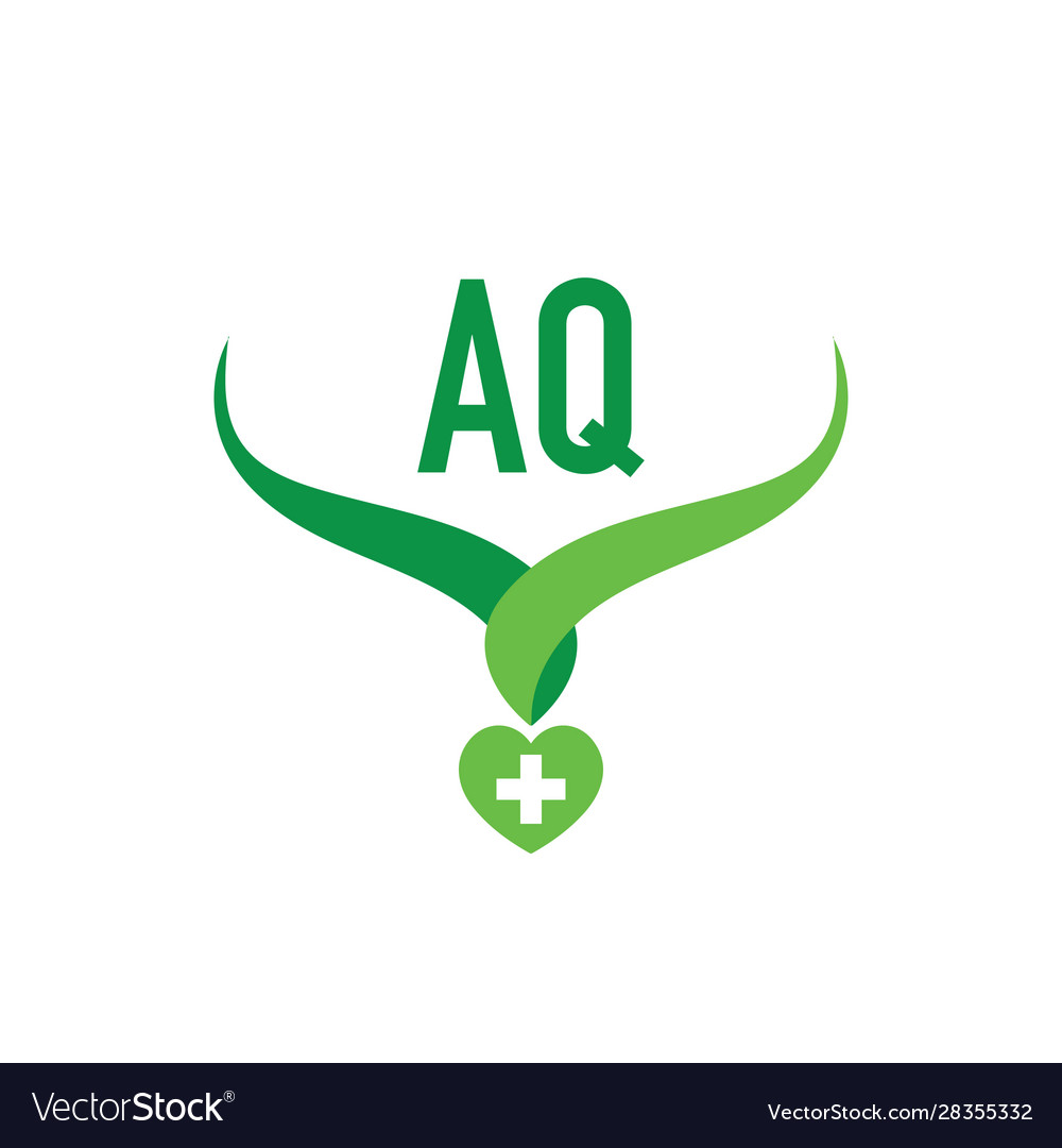 Initial letter aq creative health green logo