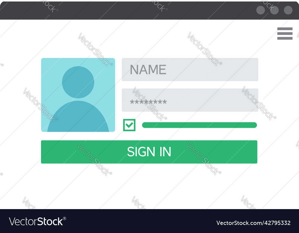 Login form ui ux web design template vector image Login form ui ux web design template